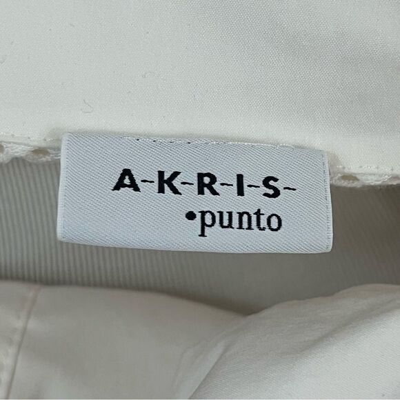 Akris Punto Cotton Stretch Cream Button Down Shirt Mesh Detail Sleeves S - Picture 5 of 11